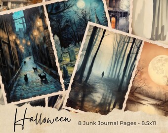 Halloween Junk Journal Kit, Spooky, Journal Pages, Junk Journal, Halloween, Ephemera, Printable, Scrapbook, Digital Download, Kit, Tags