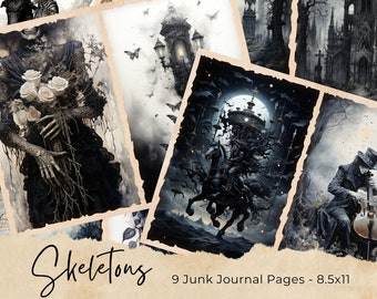 Halloween Junk Journal Pages, Digital Scrapbook Paper Kit, Spooky Gothic Printable, Vintage Ephemera, Pumpkin Collage Sheet, Grimoire