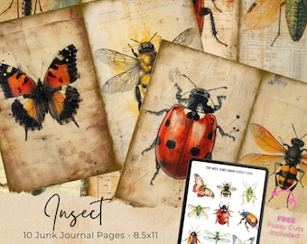 Insects Butterflies Junk Journal Ephemera Entomology Insect Butterfly Fussy Cuts Junk Journal Tags Labels Botanical Nature Forest Kit