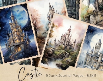 Castle Junk Journal Pages, Medieval Scrapbook Page, Fantasy Journal Page Fairytale Printable Paper Fairy Tale Collage Sheet Digital Download