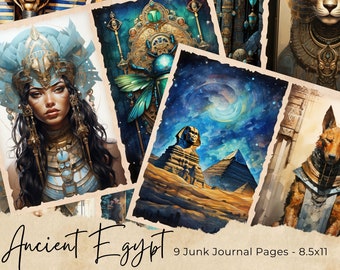 Ancient Egypt Junk Journal Kit, Ancient Egypt Junk Journal Printable, Digi Kit, Junk Journal Double Page, Nefertiti, Cleopatra, Tutankhamun
