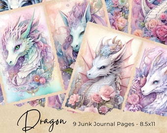 Fantasy Dragon Junk Journal Kit Fantasy Journal Pages, Dragon Eggs Junk Journal Printable Paper, Digital Collage Sheet, Instant Download