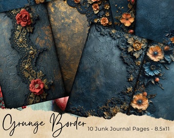 Vintage Black Lace Junk Journal Pages Goth Floral Journaling Paper Junkjournal Digi Kit Supplies Printable Collage Sheet Scrapbooking Paper