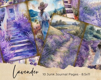 Lavender Junk Journal Pages, Vintage Lavender Junk Journal Kit, Junk Journal Printable Paper, Digital Collage Sheet, Instant Download