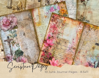Scripture Scraps, Junk Journal, Bible Journaling, Stickers, Verse, Prayer, Fussy Cut, Faith,  Printable, Digital Download, Religious Pages