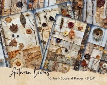 Cozy Autumn Junk Journal Pages, Digital Fall Scrapbook Kit, Printable Paper, Collage Sheet, Vintage Ephemera, Cottage Download, Fall Craft