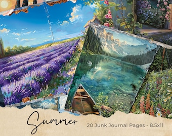 Summer Junk Journal Kit, Junk Journal Printable Page, Flowers Junk Journal Kit, Junk Journal Paper Digital Collage Sheet, Instant Download