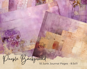 Vintage Lilac Junk Journal Kit | Shabby Chic Spring Floral Journal Pages | Journaling Supplies | Scrapbook Paper | Card Making