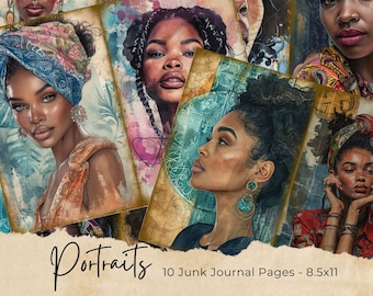 Black Women Junk Journal, African American, Junk Journal Kit, Digital Papers, Printable Ephemera, Digital Journal Kit, Black Woman Journal
