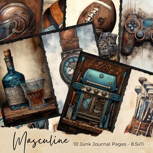 Gentlemen, Junk Journal, Man, Him, Masculine, Fathers Day, Steampunk, Husband, Barber Shop, Masculine, Digital Download, Printable