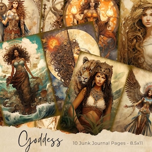 Puede incluir: Diez páginas imprimibles digitales con ilustraciones de diosas con detalles intrincados y colores vibrantes. Las páginas están diseñadas para su uso en diarios de chatarra y miden 8,5 pulgadas por 11 pulgadas.