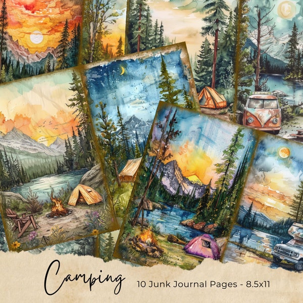 Camping, Junk Journal Kit, Men, Father's Day, Grandpa, Boy, Outdoors, Adventure, Dad, Travel, Outdoor Landscapes, Printable Digital Download