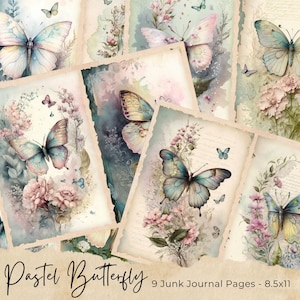 Aquarell Schmetterling Junk Journal Kit Fantasy Schmetterling Journal Seiten, Junk Journal druckbares Papier, digitale Collage Blatt, sofortiger Download