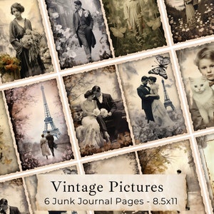 Victorian Women Junk Journal Pages, Digital Ephemera Kit, Antique Scrapbook Paper, Vintage Ladies, Printable Collage Sheet, Old Handwriting