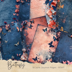 Aquarell Schmetterling Junk Journal Kit Fantasy Schmetterling Journal Seiten, Junk Journal druckbares Papier, digitale Collage Blatt, sofortiger Download