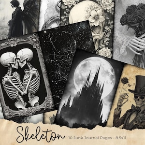 Halloween Junk Journal Pages, Digital Scrapbook Paper Kit, Spooky Gothic Printable, Vintage Ephemera, Pumpkin Collage Sheet, Grimoire BOS