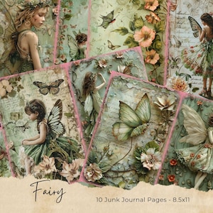 Schmetterling Junk Journal Seiten, Schmetterling verzauberte Welt Collage Printables, Fantasy Kit, Schmetterling und Feen Junk Journal Papier, Märchen