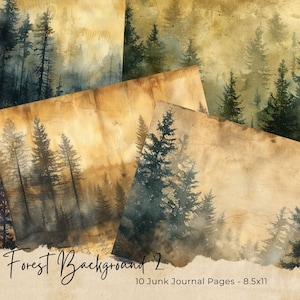Enchanted Forest Junk-dagboekpagina's, afdrukbaar collageblad, digitaal plakboek, Dark Woodland-kit, vintage ephemera, fantasiedownload