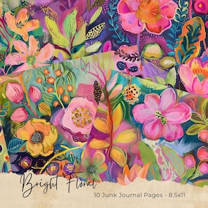 Papel de diario basura de patchwork caprichoso / Páginas de diario imprimibles / Scrapbooking / Tarjetas / Manualidades / Diy / Hippie / Whimsy / Boho