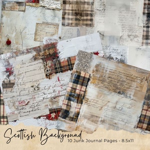Scottish Highlands Junk Journal Pages, download digital para impressão, papel Scotland Highlander para álbum de recortes / colagem, castelo e casa de fazenda