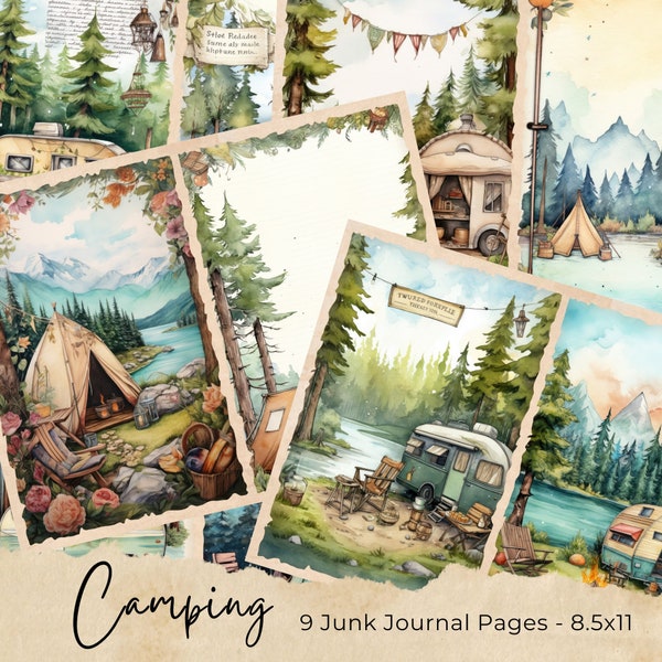 Camping, Junk Journal Kit, Men, Father's Day, Grandpa, Boy, Outdoors, Adventure, Dad, Travel, My Porch Prints, Printable Digital Download