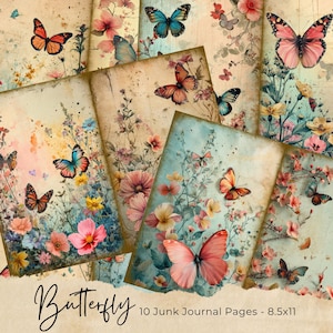 Aquarell Schmetterling Junk Journal Kit Fantasy Schmetterling Journal Seiten, Junk Journal druckbares Papier, digitale Collage Blatt, sofortiger Download