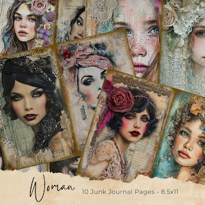 Vintage Girl, Junk Journal Kit, Victorian, Romantic, Journal Pages, Junk Journal, Cute, Retro, Girl Ephemera, Printable, Scrapbook, Download