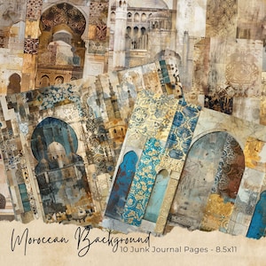 Kit numérique de journal indésirable du désert marocain imprimable, feuilles de collage numérique fleurs et plantes succulentes de l'oasis, papier journal indésirable