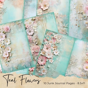 Spring Junk Journal Kit, Junk Journal Printable Page, Flowers Junk Journal Kit, Junk Journal Paper Digital Collage Sheet, Instant Download