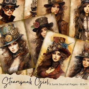 Páginas de diario basura Steampunk, papel industrial digital, imprimible victoriano, hoja de collage Digi, kit de álbum de recortes mecánico, efímera vintage