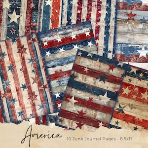 Amérique patriotique, kit de journal indésirable, Americana, homme, vétéran, gars, armée, 4 juillet, vintage, imprimable, téléchargement numérique