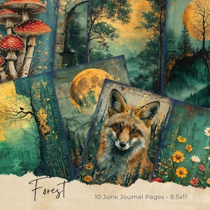Aquarell Wald Junk Journal Druckbare Seiten, Wald Junk Journal Papier, Waldland Junk Journal Kit, Wanderjournal