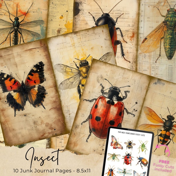 Insects Butterflies Junk Journal Ephemera Entomology Insect Butterfly Fussy Cuts Junk Journal Tags Labels Botanical Nature Forest Kit