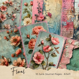 Watercolor Wildflowers Junk Journal Printable Page, Flowers Junk Journal Kit, Junk Journal Paper Digital Collage Sheet, Instant Download