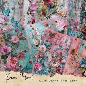 Watercolor Wildflowers Border Junk Journal Printable Page, Flowers Junk Journal Kit, Junk Journal Paper Digital Collage Sheet