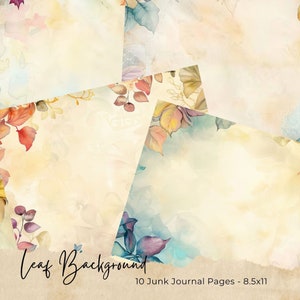 Kit di diario spazzatura foglia verde. Bellissimo diario botanico vintage, carta digitale per scrapbooking, diario da giardino con pagine squallide stampabili grunge