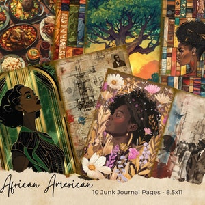 Diario spazzatura delle donne nere, Afroamericano, Kit diario spazzatura, Documenti digitali, Oggetti effimeri stampabili, Kit diario digitale, Diario della donna nera