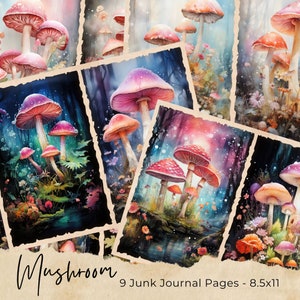 Mushroom Junk Journal Kit, Vintage, Mushroom, Journal Insert Pages, Junk Journal, Mushroom Ephemera, Printable, Scrapbook, Digital Download