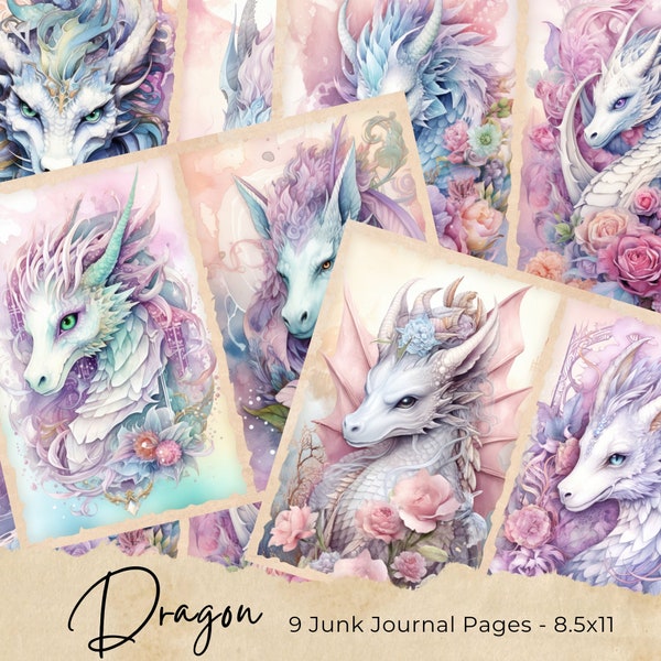 Fantasy Dragon Junk Journal Kit Fantasy Journal Pages, Dragon Eggs Junk Journal Printable Paper, Digital Collage Sheet, Instant Download