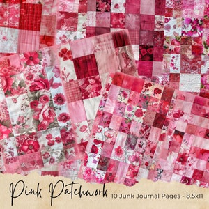 Patchwork Quilt Junk Journal Pages | Printable Half Papers | Journal Digital Kit | Scrapbook | Cards | Crafts | Shabby Chic Textile