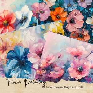 Junk Journal Pages | Spring Embroidery | Whimsical Flowers | Digital Paper Pack | Scrapbooking Supplies | Decoupage | Crafts | Diy