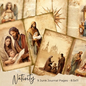 Kit de carnets de Noël pour la Nativité, carnet de la Nativité, Enfant Jésus, Imprimable, Collage sur papier, Éphémères de la Nativité, Pages de carnet, Téléchargement