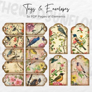 Vintage Bird Junk Journal Kit, Digital Floral Scrapbook Paper Kit ...