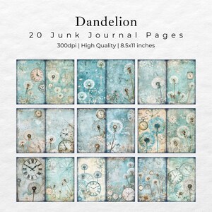 Dandelion Junk Journal Paper Flower Junk Journal Kit Printable Pages ...