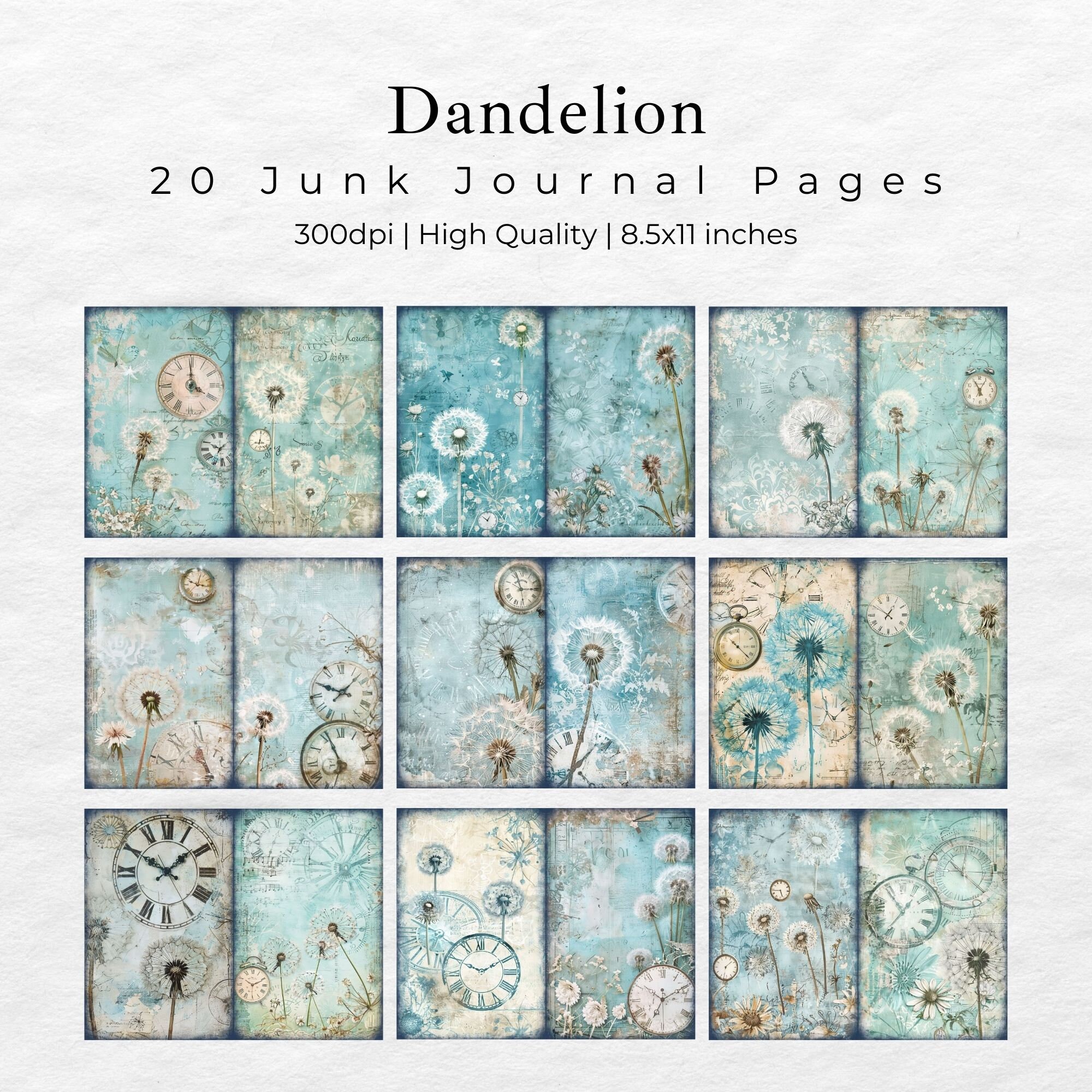 Dandelion Junk Journal Paper Flower Junk Journal Kit Printable Pages ...