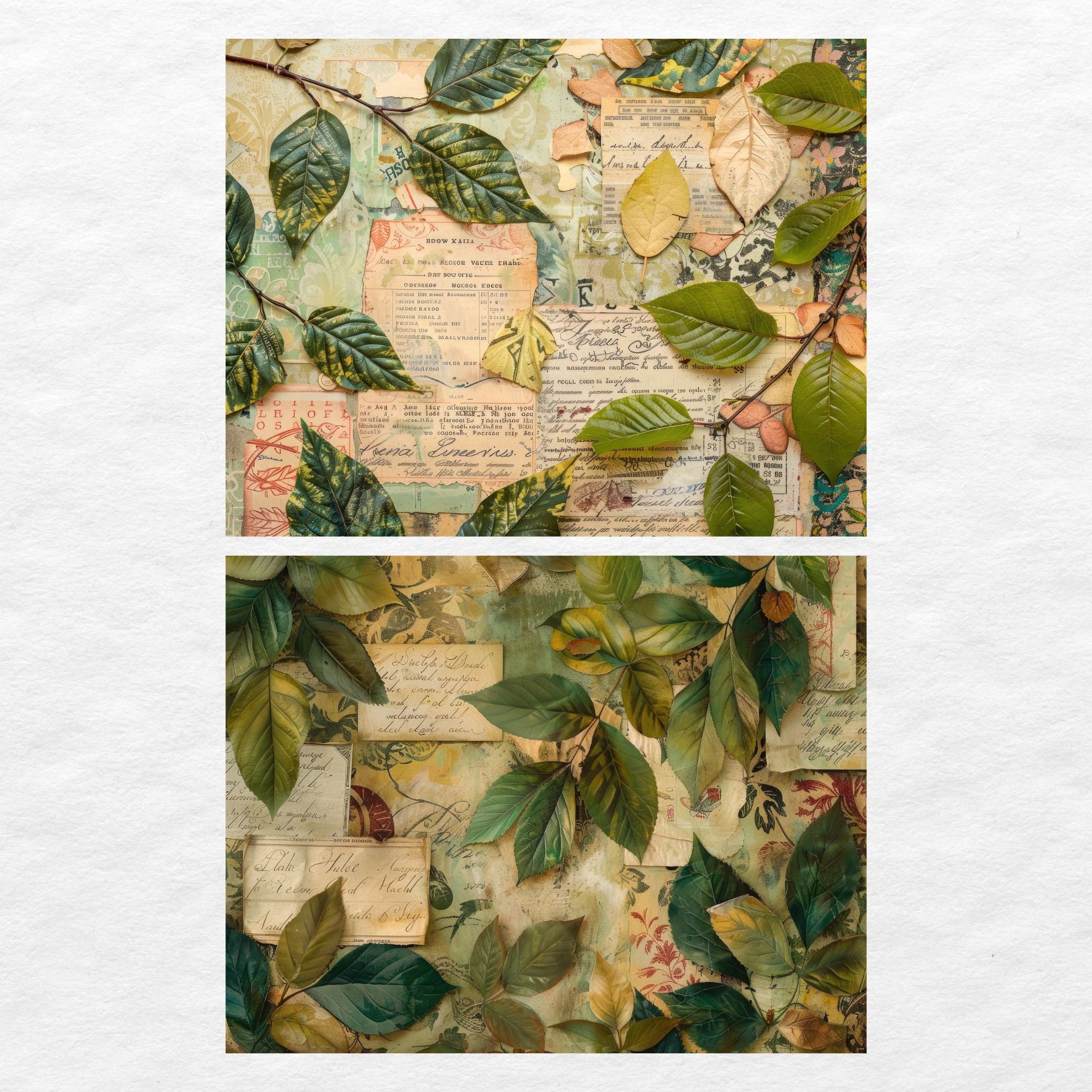 Green Leaf Junk Journal Kit Vintage Botanical Beautiful Journal Digital ...
