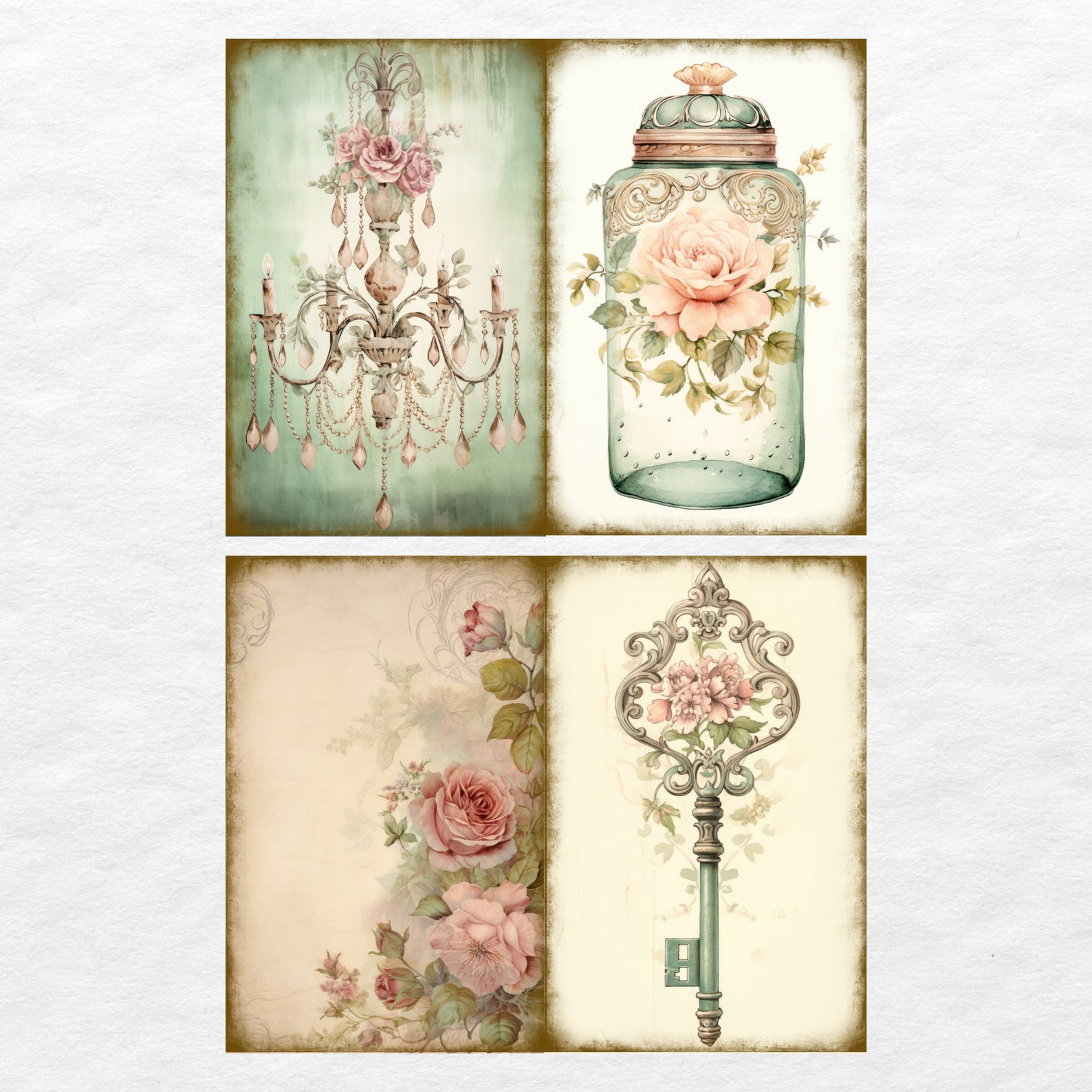 Shabby Chic Junk Journal Paper | Digital Scrapbooking | Vintage Journal ...