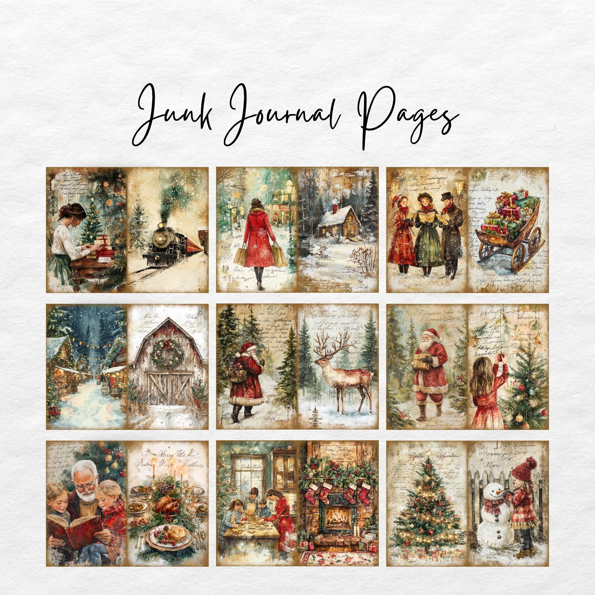 Christmas Junk Journal Kit, Digital Scrapbook Paper, Winter Holiday ...