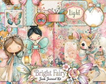 Fairy Garden Junk Journal Kit, Spring Ephemera, Scrapbook printable, Printable Paper, Digital Collage, Spring Pages, Digital Collage