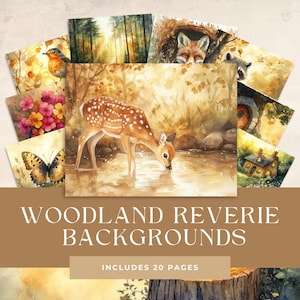 Woodland Reverie Junk Journal Pages – afdrukbare, op het bos geïnspireerde pagina's met betoverende ontwerpen en ephemera serene natuur